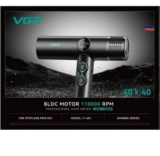 سشوار حرفهای موتور براشلس VGR V-401 با فناوری یونساز و نمایشگر دیجیتال