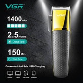 ماشین اصلاح حرفهای موی سر و صورت VGR V-686 با بدنه فلزی و باتری لیتیومی