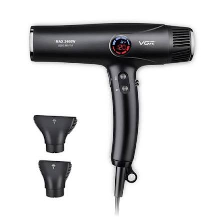 سشوار حرفهای موتور براشلس VGR V-469 با فناوری یونساز و نمایشگر LED