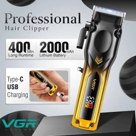 ماشین اصلاح حرفه‌ای موی سر VGR مدل V-656 | کلیپر شارژی با نمایشگر LED و باتری لیتیومی
