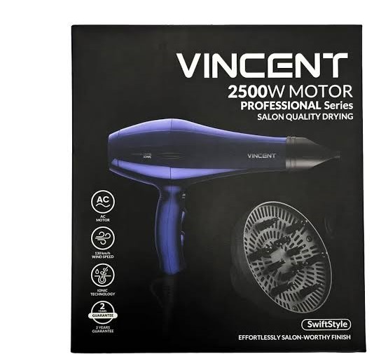 سشوار حرفه‌ای وینسنت مدل Vincent HD7325 | موتور AC، توان 2500 وات و فناوری یون