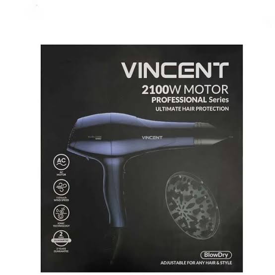 سشوار حرفه‌ای وینسنت مدل Vincent HD7321 | موتور AC، توان 2100 وات و فناوری Ionic