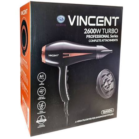 سشوار حرفه‌ای وینسنت مدل Vincent HD7326 | موتور AC، توان 2600 وات، فناوری Ionic و سری دیفیوزر